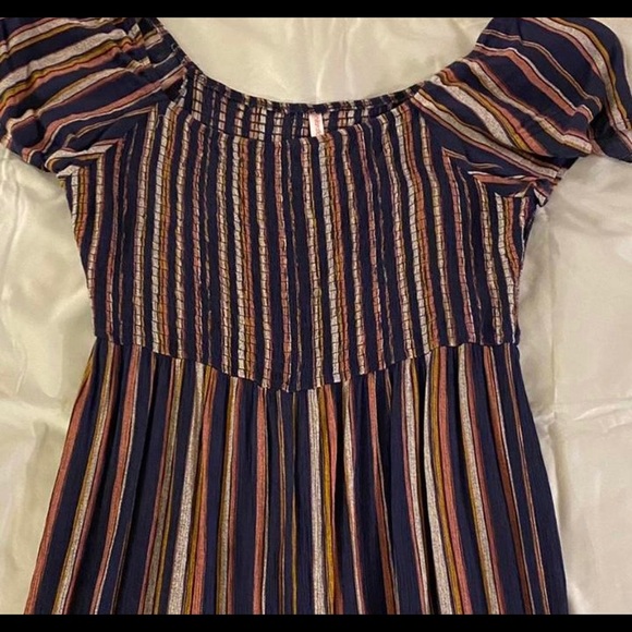 Xhilaration Pants - Women’s Striped Smocked Off The Shoulder Jumpsuit